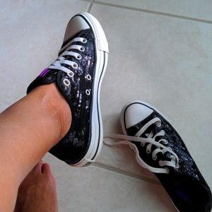 Converse all star black glitter